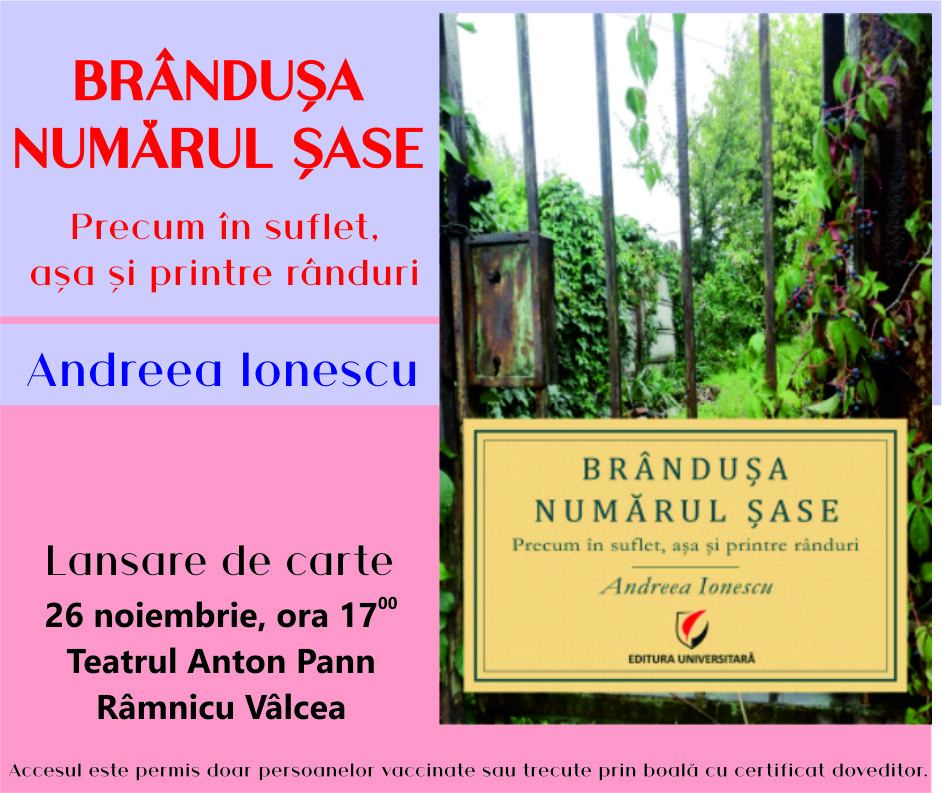 Lansare de carte - Brandusa numarul sase - Andreea Ionescu - 26 noiembrie 2021